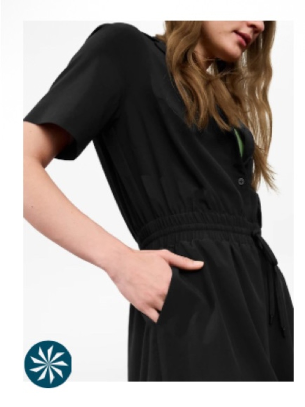 NWT- Avenue Romper- Athleta - Black- M - (in plastic packaging unopened)